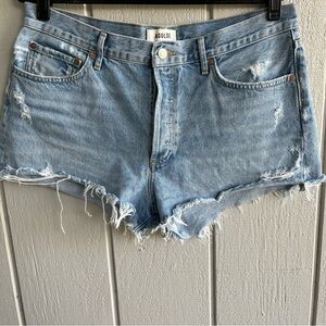 AGOLDE Parker Vintage Cut Off Denim Shorts Button Fly Light Wash Size 31